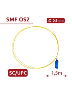 Comprar SAFIRE SF-SC-UPC-OS2-0015M-D09-Y Pigtail de fibra óptica - Fibra monomodo OS2 - Conector SC UPC simplex - Longitud 1.5m 