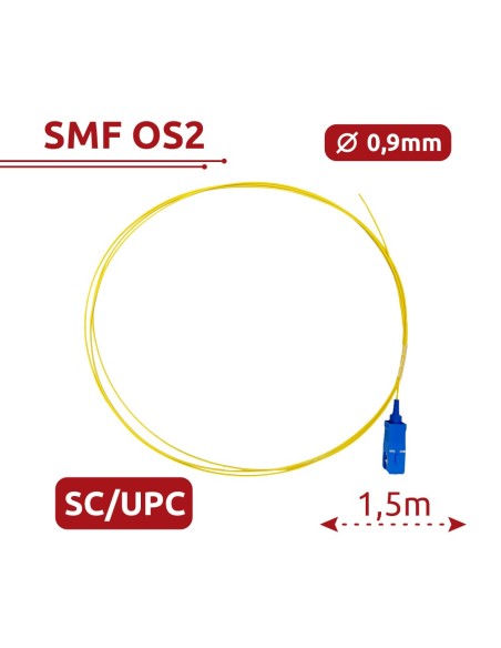 Kaufen SAFIRE SF-SC-UPC-OS2-0015M-D09-Y Glasfaser-Pigtail – Fibra Singlemode OS2 – SC UPC Simplex-Stecker – Länge 1.5m