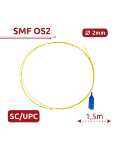 Safire SF-SC-SC-UPC-OS2-0015M-D20-e Pigtail de fibra óptica - Fibra de modo único de modo único - SC UPC Simple Connector - Comp