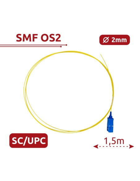 Kaufen SAFIRE SF-SC-UPC-OS2-0015M-D20-Y Glasfaser-Pigtail – Fibra Singlemode OS2 – SC UPC Simplex-Stecker – Länge 1.5m