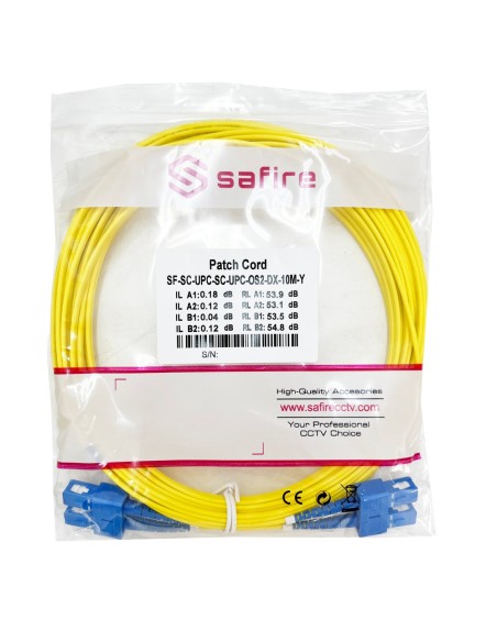 Safire SF-SC-SC-UPC-SC-UPC-OS2-DX-10M-e Cabo de conexão de fibra óptica - Fibra de modo único de modo único - Duplex SC Connecto