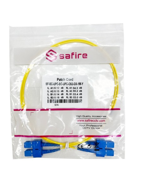 Safire SF-SC-SC-UPC-SC-UPC-OS2-DX-1M-e Cabo de conexão de fibra óptica - Fibra de modo único de modo único - SC UPC Duplex - Com