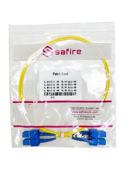 Safire SF-SC-SC-UPC-SC-UPC-OS2-DX-3M-e Cabo de conexão de fibra óptica - Fibra de modo único OS2 - Conector Duplex SC UPC - Comp
