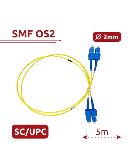 Acheter SAFIRE SF-SC-UPC-SC-UPC-OS2-DX-5M-Y Câble de raccordement en fibre optique - Fibra monomode OS2 - Connecteur SC UPC dupl