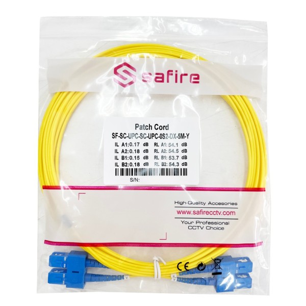 Comprar SAFIRE SF-SC-UPC-SC-UPC-OS2-DX-5M-Y Cable de conexión de fibra óptica - Fibra monomodo OS2 - Conector SC UPC dúplex - Lo