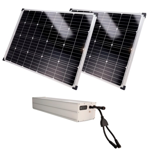 Kaufen SAFIRE SF-SOLARKIT-BATT-2560WH-24V Autonomes Stromversorgungssystem für CCTV – 2x 200W-Solarmodul – LiFePo4-Batterie
