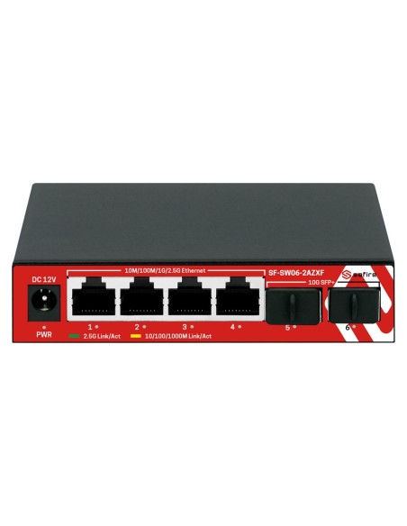 Safire SF-SW06-2AZZXF Switch Multigabit 2,5Gbps - 4 Portas + 2 Uplink SFP 10G - Portas Velocidade 2.5 / 1Gbps - REENG TAXA