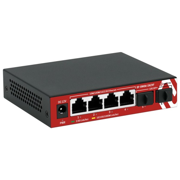 Acheter SAFIRE SF-SW06-2AZXF Switch multigigabit 2,5 Gbps - 4 ports + 2 uplinks SFP 10G - Vitesse des ports 2,5/1 Gbps - Tas