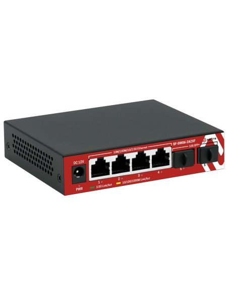 Safire SF-SW06-2AZZXF Switch Multigabit 2,5Gbps - 4 Portas + 2 Uplink SFP 10G - Portas Velocidade 2.5 / 1Gbps - REENG TAXA