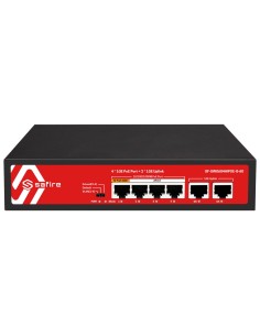 Safire SF-SF0604PIRAE-G-60 Safire Switch PoE - 4 portas PoE + 2 UpbLink RJ45 - Velocidade da porta 10/100/1000 Mbps - 4 portas