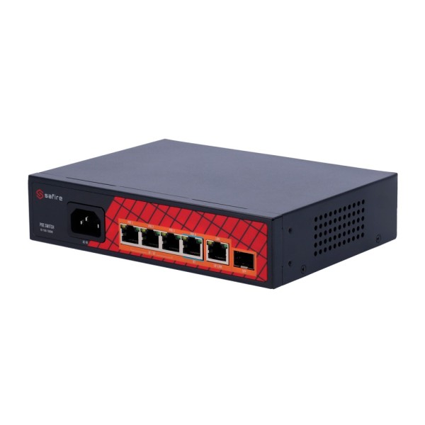 Comprar SAFIRE SF-SW0604HIPOE-GF-65 Safire Switch Hi-PoE - 4 puertos PoE + 1 Uplink RJ45 + 1 Uplink SFP - Velocidad de puertos G
