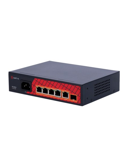 Safire SF-SW0604HPoE-GF-65 Safire Switch Hi-PoE - 4 portas Poe + 1 UPLINK RJ45 + 1 Uplink SFP - Gigabit Porta Velocidade 1