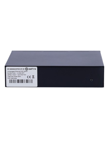 Comprar SAFIRE SF-SW0604HIPOE-GF-65 Safire Switch Hi-PoE - 4 puertos PoE + 1 Uplink RJ45 + 1 Uplink SFP - Velocidad de puertos G