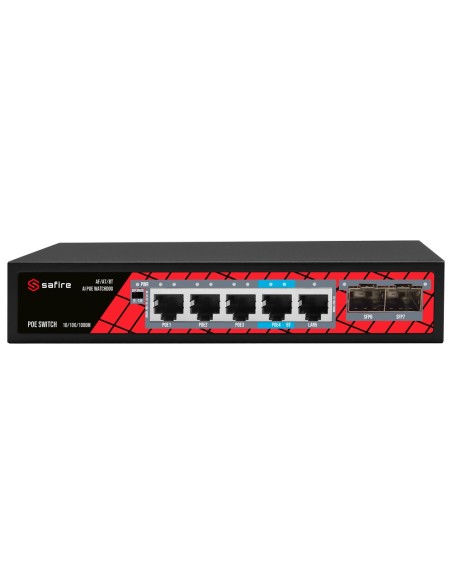 Acheter SAFIRE SF-SW0704HIPOE-GMF-65 Switch Safire PoE - 4 ports PoE + 1 uplink RJ45 + 2 SFP (1G/2,5G) - Vitesse des ports