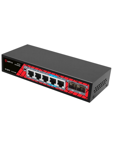 Acheter SAFIRE SF-SW0704HIPOE-GMF-65 Switch Safire PoE - 4 ports PoE + 1 uplink RJ45 + 2 SFP (1G/2,5G) - Vitesse des ports