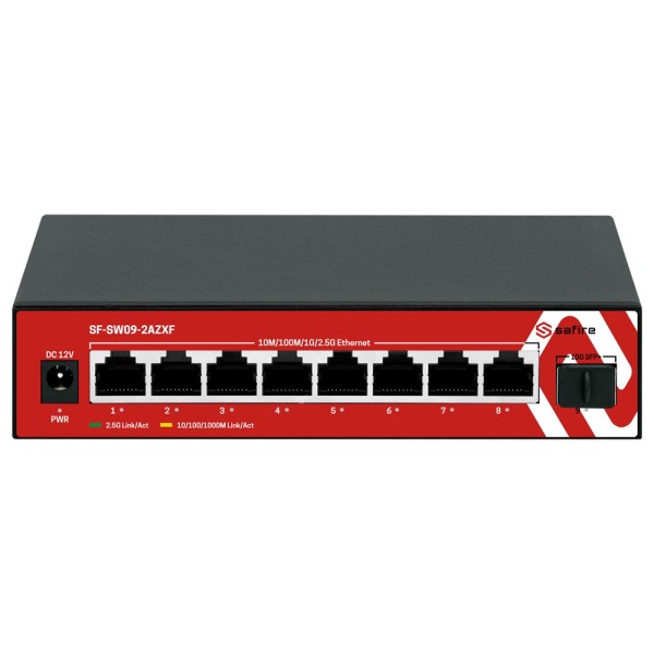Safire SF-SW09-2AzXF Switch Multigabit 2,5Gbps - 8 Portas + 1 Uplink SFP 10G - Velocidade do Porto 2.5 / 1Gbps - REENG TAXA