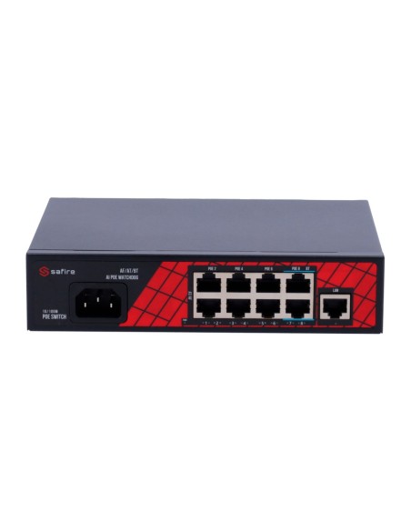 Safire SF-SW0908PIRAE-120 Safire Switch Hi-Poe - 8 portas Poe + 1 UpLink RJ45 - Velocidade do Porto 10 / 100Mbps - 6 portas Poe