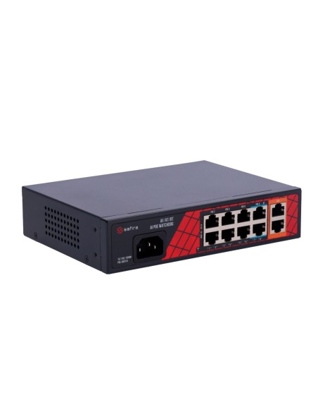 Acheter SAFIRE SF-SW1008HIPOE-H-120 Safire Switch Hi-PoE - 8 ports PoE + 2 liaisons montantes RJ45 - Hybride 8x10/100Mbps + 2x10