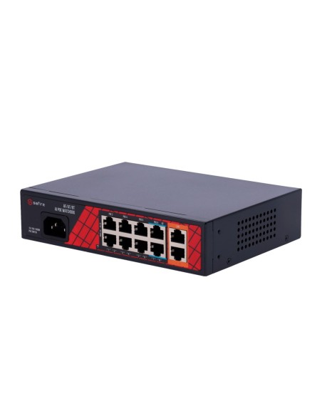 Comprar SAFIRE SF-SW1008HIPOE-H-120 Safire Switch Hi-PoE - 8 puertos PoE + 2 Uplink RJ45 - Hibrido 8x10/100Mbps + 2x10/100/1000M