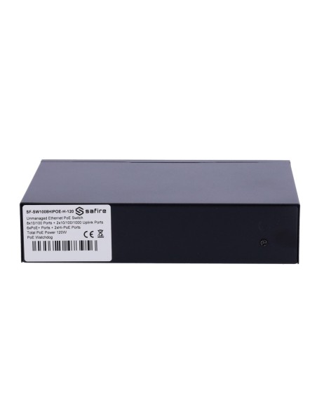 Kaufen SAFIRE SF-SW1008HIPOE-H-120 Safire Switch Hi-PoE – 8 PoE-Ports + 2 Uplink-RJ45 – Hybrid 8x10/100Mbps + 2x10/100/1000M