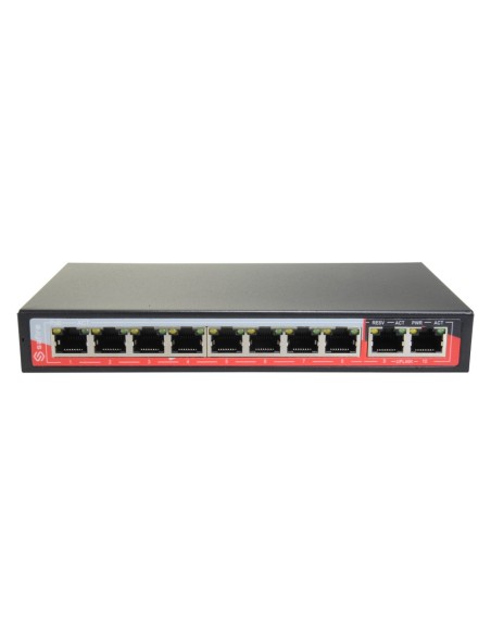 Acquistare SAFIRE SF-SW1008POE-96 Switch PoE - 8 porte PoE + 2 Uplink RJ45 - Velocità 10/100 Mbps - Funzioni: Ai VLan/QOS/CCTV