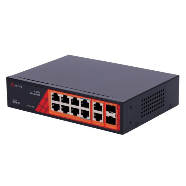 Comprar SAFIRE SF-SW1208HIPOE-GF-120 Safire Switch Hi-PoE - 8 puertos PoE + 2 SFP + 2 RJ45 - Velocidad de puertos Gigabit 10/100