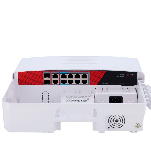 Safire SF-SW1208Insoe-GF-120-Out Safire switch Hi-Poe Outdoor - 8 portas PoE + 2 SFP + 2 RJ45 - Gigabi Porta Velocidade