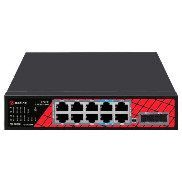 Acheter OEM SF-SW1208HIPOE-GMF-120 Safire Switch Hi-PoE - 8 ports PoE + 2 SFP + 2 RJ45 - Vitesse des ports Gigabit 10/100/1