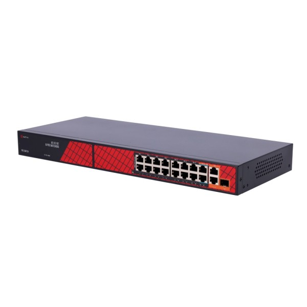 Kaufen SAFIRE SF-SW1916HIPOE-HF-300 Safire Hi-PoE-Switch – 16 PoE-Ports + 2 Uplink-RJ45 + 1 Uplink-SFP – Hybrid 15x10/100 Mbps