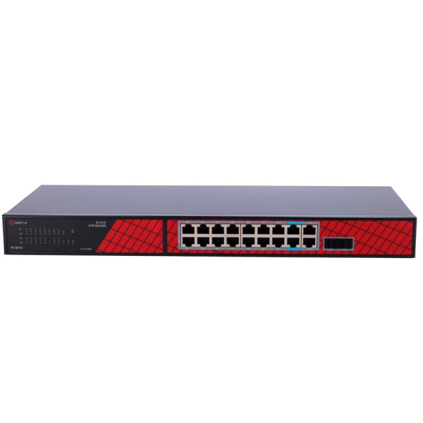 Comprar SAFIRE SF-SW2016HIPOE-GF-240 Safire Switch Hi-PoE - 16 puertos PoE + 2 SFP + 2 RJ45 - Velocidad de puertos Gigabit 10/10