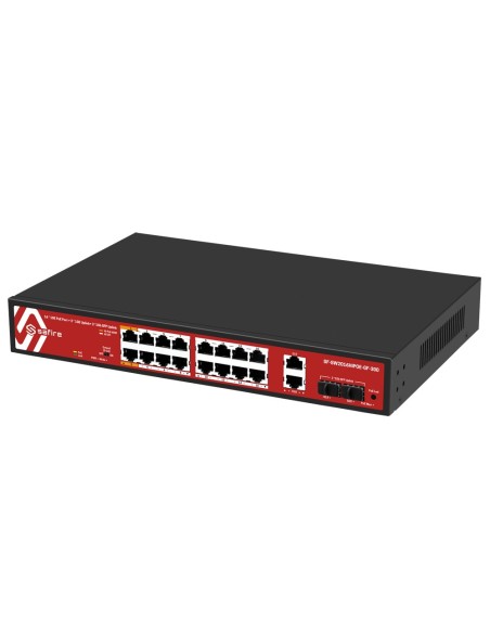 Safire SF-SW206HIPE-GF-300 Safire Switch Hi-PoE - 16 portas PoE + 2 SFP + 2 RJ45 - Gigabit Porta Velocidade 10/100 / 1000MB