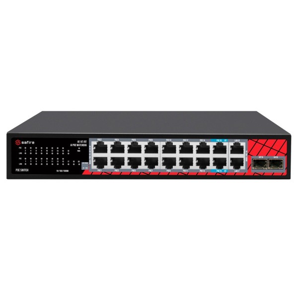 Acheter SAFIRE SF-SW2016HIPOE-GMF-240 Switch Safire Hi-PoE - 16 ports GE PoE + 2 SFP + 2 RJ45 - Vitesse des ports 10/100/10