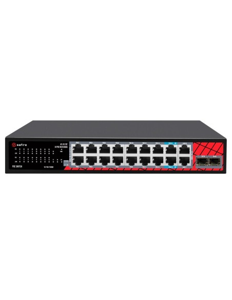 Kaufen SAFIRE SF-SW2016HIPOE-GMF-240 Safire Switch Hi-PoE – 16 GE-PoE-Ports + 2 SFP + 2 RJ45 – Portgeschwindigkeit 10/100/10