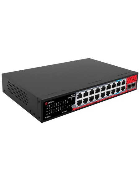 Kaufen SAFIRE SF-SW2016HIPOE-GMF-240 Safire Switch Hi-PoE – 16 GE-PoE-Ports + 2 SFP + 2 RJ45 – Portgeschwindigkeit 10/100/10