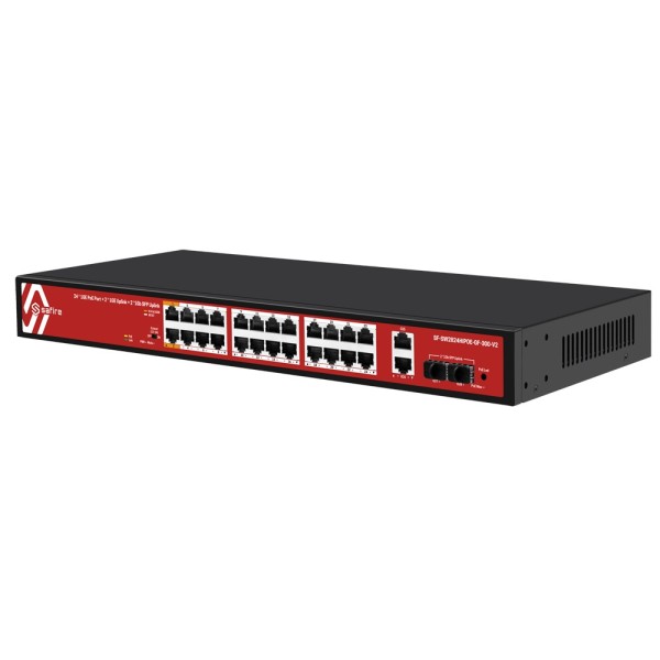 Acheter SAFIRE SF-SW2824HIPOE-GF-300-V2 Switch Safire Hi-PoE - 24 ports PoE + 2 SFP + 2 RJ45 - Vitesse des ports Gigabit 10