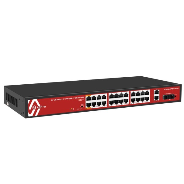 Safire SF-SW2824PIXAE-GF-300-V2 Safire Switch Hi-PoE - 24 portas Poe + 2 SFP + 2 RJ45 - Gigabit 10/100/100 Speed