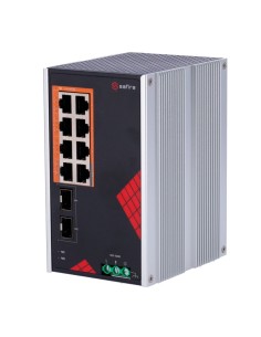 Safire SF-SWI1008HPoE-GF-AC-130-DIN SAFEIR SHURDER INDUSTRIAL SHURDIND AC e DC - 8 portas Gigabit + 2 SFP Gigabit - 6 puert