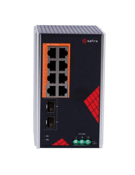 Comprar SAFIRE SF-SWI1008HIPOE-GF-AC-130-DIN Safire Switch Industrial Alimentación AC y DC - 8 puertos Gigabit + 2 SFP Gigabit -