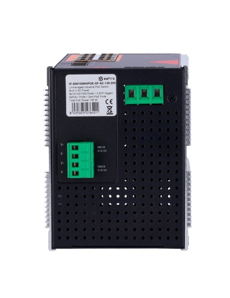 Safire SF-SWI1008HPoE-GF-AC-130-DIN SAFEIR SHURDER INDUSTRIAL SHURDIND AC e DC - 8 portas Gigabit + 2 SFP Gigabit - 6 puert