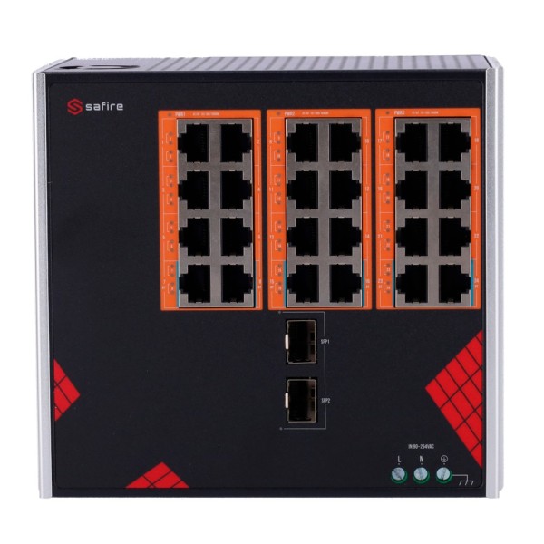 Kaufen SAFIRE SF-SWI2624HIPOE-GF-AC-390-DIN Safire Industrie-Switch Stromversorgung AC 90~264V – 24 Gigabit-Ports + 2 Gigabit-SF
