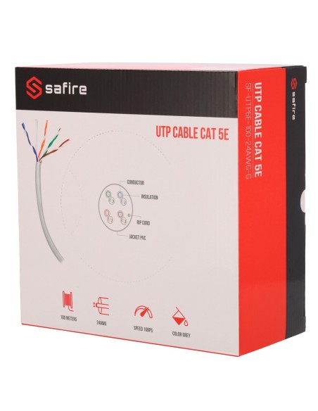 Comprar SAFIRE SF-UTP5E-100-24AWG-G Safire Cable UTP categoría 5E - Conductor CCA - Diámetro 24 AWG-0,52mm -  Cumple con 90m Flu