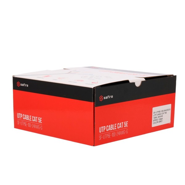 Safire SF-UTP5E-100-24AWG-G Safire Cabo UTP Categoria 5e - Driver CCA - Diâmetro 24 AWG-0,52mm - Reúne 90m Test Fluke -