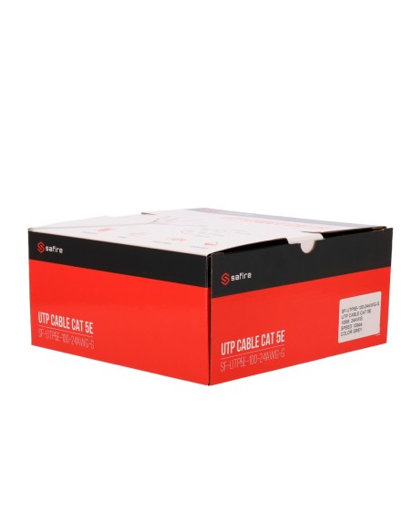 Safire SF-UTP5E-100-24AWG-G Safire Cabo UTP Categoria 5e - Driver CCA - Diâmetro 24 AWG-0,52mm - Reúne 90m Test Fluke -