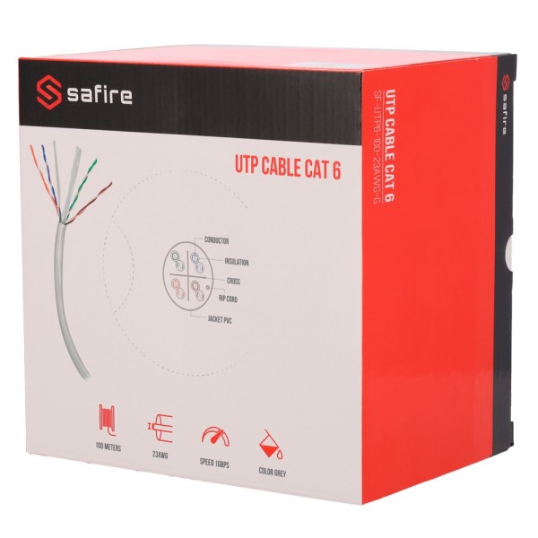 Comprar SAFIRE SF-UTP6-100-23AWG-G Safire Cable UTP categoría 6 - Conductor CCA - Diámetro 23 AWG-0,58mm - Cumple con 90m Fluke 