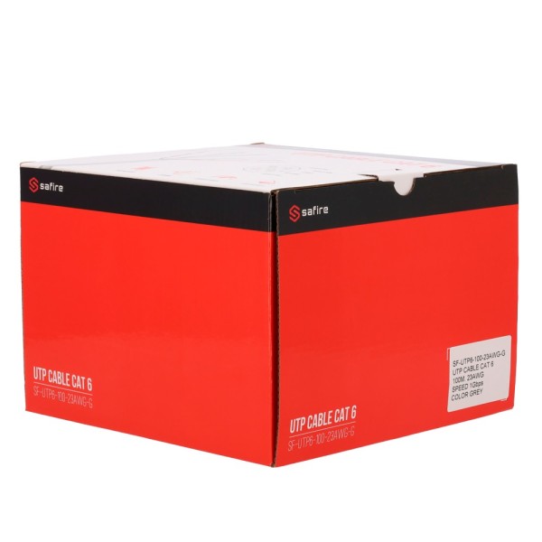 Safire SF-UTP6-100-23AWG-G SAFEIRE Cabo UTP Categoria 6 - Driver CCA - Diâmetro 23 AWG-0.58mm - Reúne-se 90m Fluke Test - C