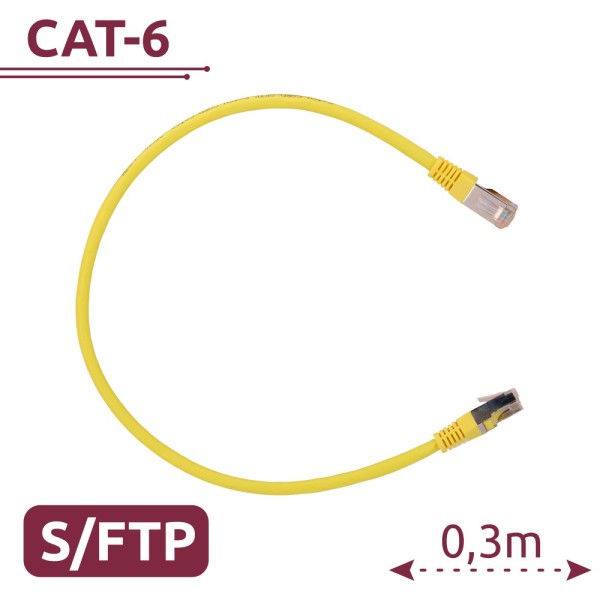 Safire SFTP6A-H-03Y SFTP - Cabo Ethernet - Conectores RJ45 - Categoria 6A - 0.3 m - Cor Amarelo