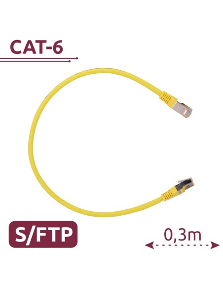 Safire SFTP6A-H-03Y SFTP - Cabo Ethernet - Conectores RJ45 - Categoria 6A - 0.3 m - Cor Amarelo