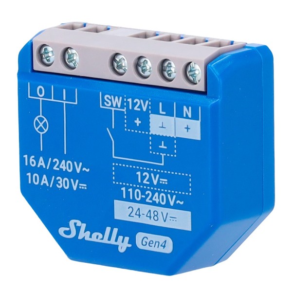 Acheter SHELLY SH-1-GEN4 Relais Shelly 1 Gen4 - Contrôleur intelligent - Relais 1 canal / Contact sec - Wi‑Fi 6 2,4 GHz / Blueto