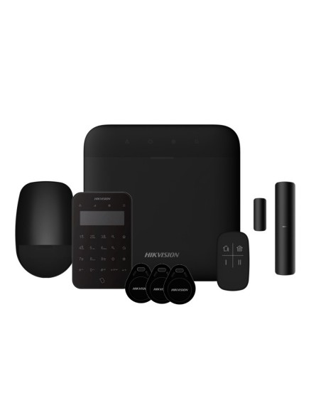 Comprar HIKVISION ALARMS HIK-ALARM-181 Kit AXPRO 868MHz 64 zonas Hikvision Panel + PIR + Mando + Teclado + Contacto (Color Negro