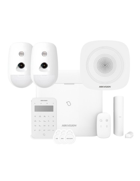 Comprar HIKVISION ALARMS HIK-ALARM-274 Kit AXPRO 868MHz 96 zonas Hikvision Panel + 2 PIRCAM + Mando + Teclado Lector de Tags + C